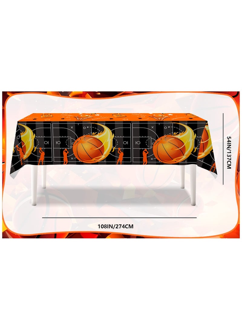 FRUITFUL PARTY Basketball Disposable Party Tablecloths Set, 3pcs Basketball Party Table Cover for Sport Birthday Party Decorations(Size: 274cm×137cm/108"× 54") - Image 3