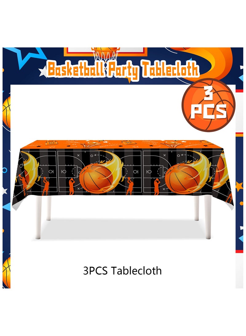FRUITFUL PARTY Basketball Disposable Party Tablecloths Set, 3pcs Basketball Party Table Cover for Sport Birthday Party Decorations(Size: 274cm×137cm/108"× 54") - Image 2