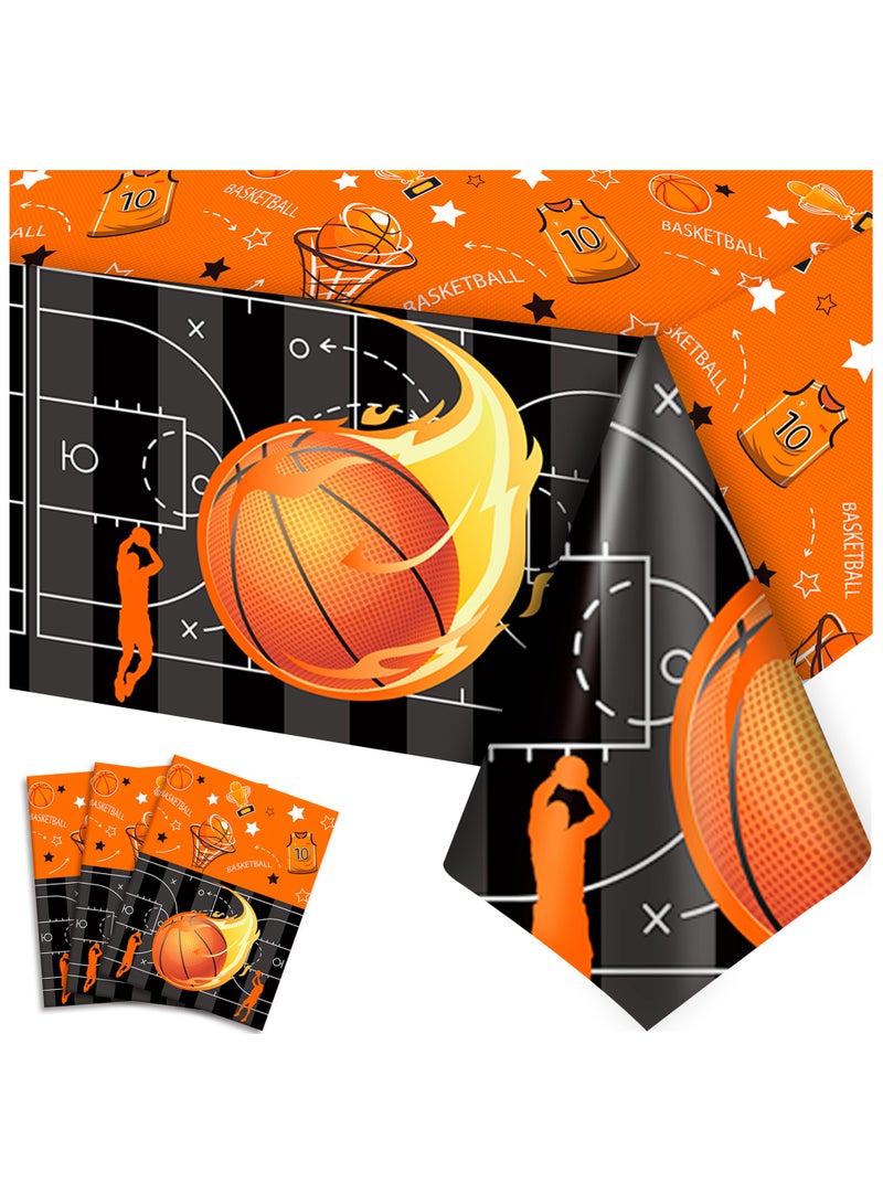 FRUITFUL PARTY Basketball Disposable Party Tablecloths Set, 3pcs Basketball Party Table Cover for Sport Birthday Party Decorations(Size: 274cm×137cm/108"× 54") - Image 1