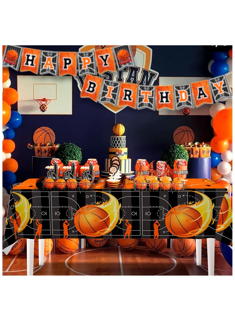FRUITFUL PARTY Basketball Disposable Party Tablecloths Set, 3pcs Basketball Party Table Cover for Sport Birthday Party Decorations(Size: 274cm×137cm/108"× 54") - Image 5