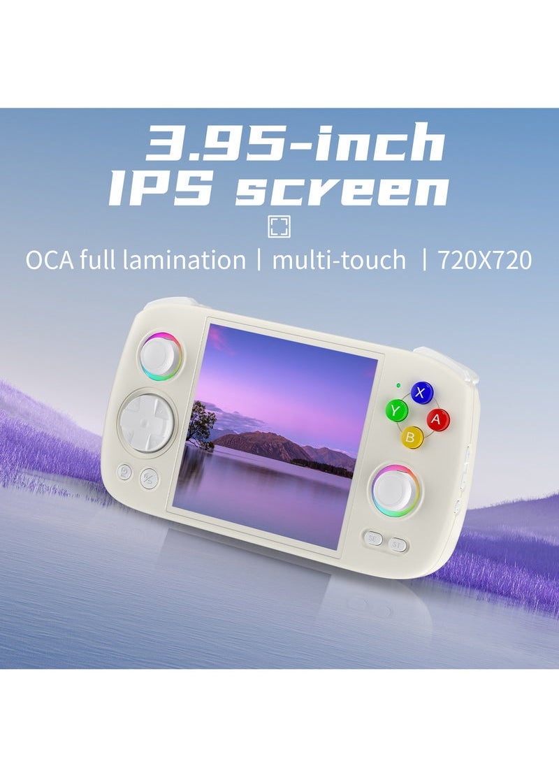 ANBERNIC  - ANBERNIC RG Cube Retro Handheld Game Console 64bit Android 13 Unisoc T820 3.95 Inch IPS Screen Hall Joystick RGB lighting effect (White) - Image 1