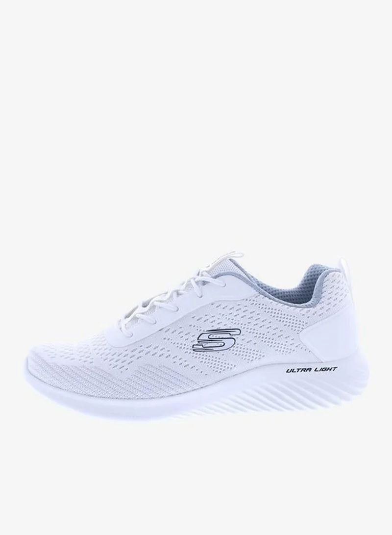 SKECHERS WHITE Men'S Textured Lace-Up Walking Shoes - Bounder for Men | Best Price UAE