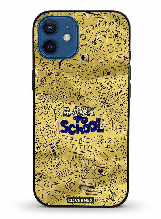 Covernex Apple iPhone 12 Protective Case Cover Printed Featuring Doodle Art Back To School - Image 2