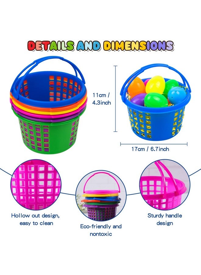 Evoio Easter Baskets in Bulk for Kids 24 PCS Plastic Easter Basket Bucket for Eggs Hunts Game, Classroom Eggs Collecting Baskets with 6 Color Raffia Paper Grass Filler Basket for Kids Egg Hunts Party - Image 5