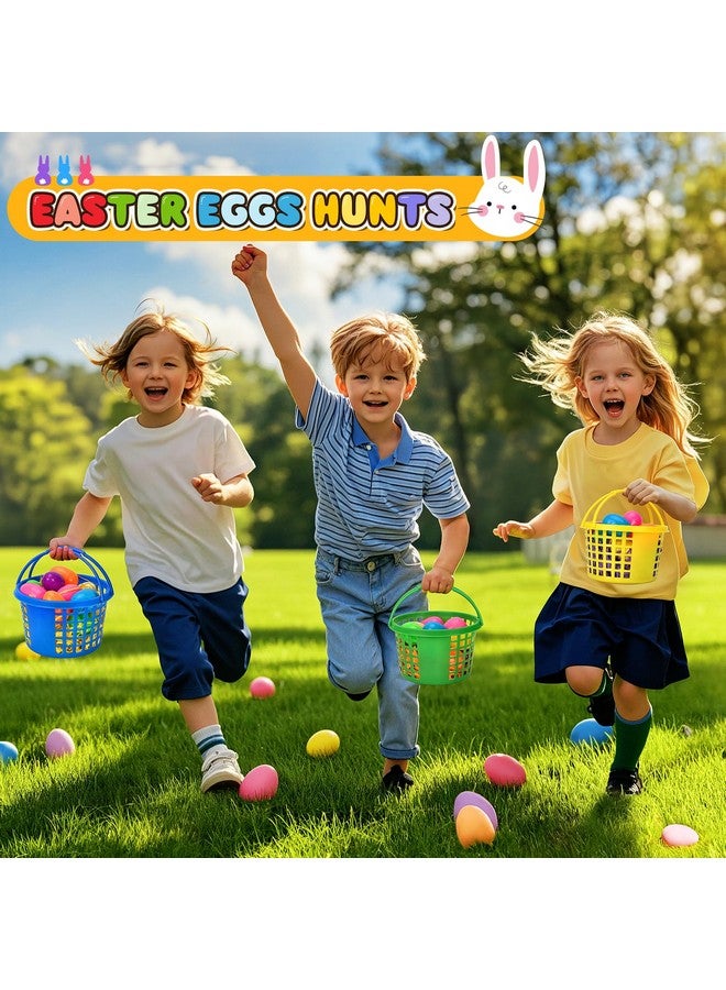 Evoio Easter Baskets in Bulk for Kids 24 PCS Plastic Easter Basket Bucket for Eggs Hunts Game, Classroom Eggs Collecting Baskets with 6 Color Raffia Paper Grass Filler Basket for Kids Egg Hunts Party - Image 3