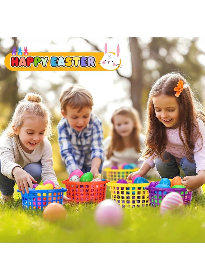 Evoio Easter Baskets in Bulk for Kids 24 PCS Plastic Easter Basket Bucket for Eggs Hunts Game, Classroom Eggs Collecting Baskets with 6 Color Raffia Paper Grass Filler Basket for Kids Egg Hunts Party - Image 2