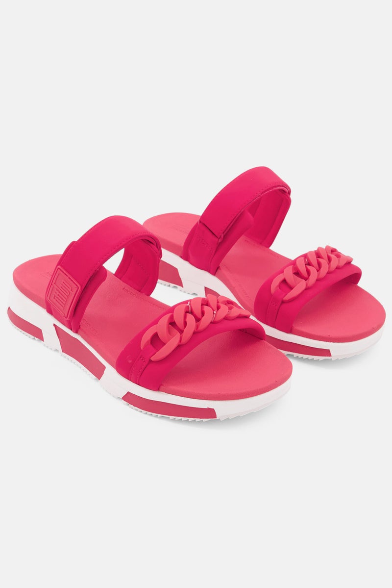 FitFlop Women Velcro Heda Chain Slides, Red - Image 1
