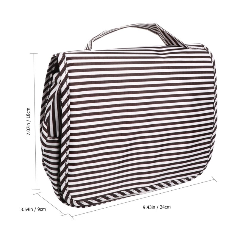 Waterproof Travel Makeup Bag Foldable Cosmetic Toiletry Pouch Coffee Polyester - Image 3