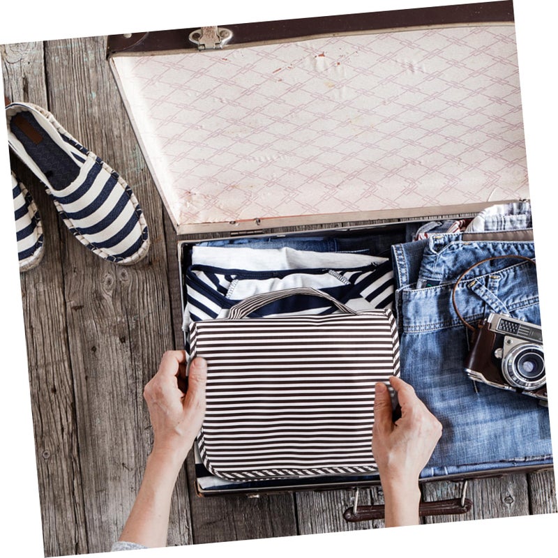 Waterproof Travel Makeup Bag Foldable Cosmetic Toiletry Pouch Coffee Polyester - Image 5