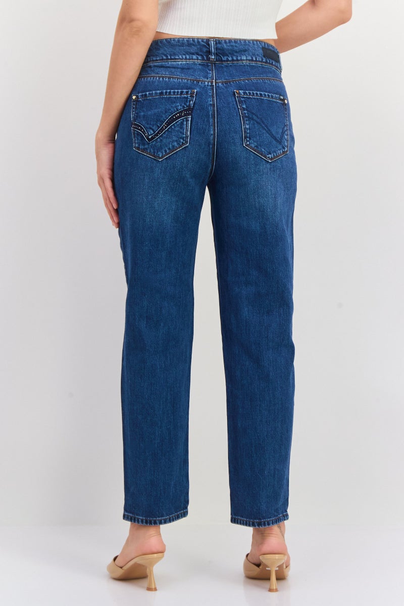 ONLY Women Regular Fit Mid Rise Washed No Stretch Jeans, Blue - Image 4