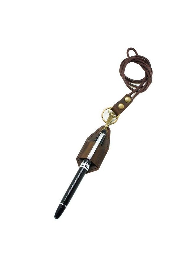 boshiho Crazy Horse Cowhide Leather Lanyard Pen Holder - Image 1