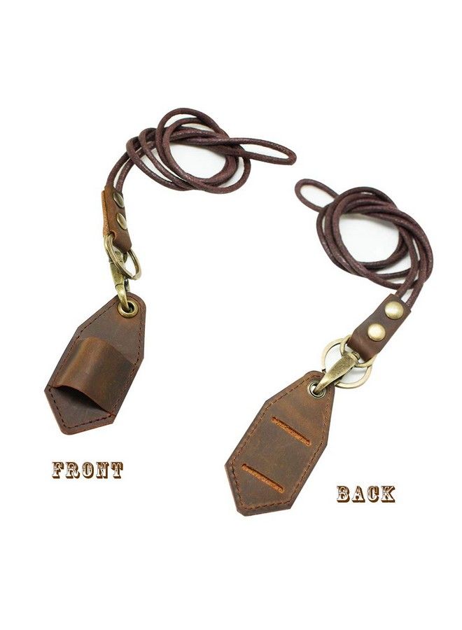 boshiho Crazy Horse Cowhide Leather Lanyard Pen Holder - Image 3