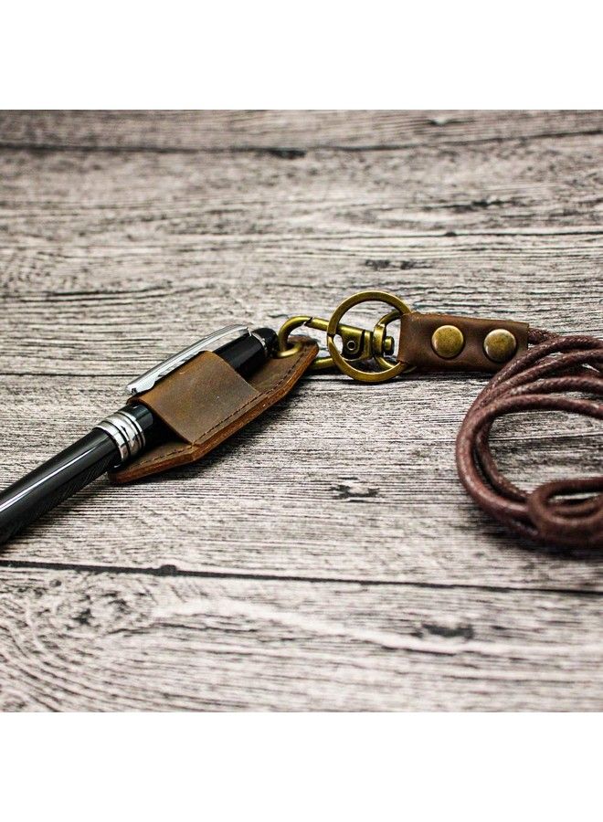 boshiho Crazy Horse Cowhide Leather Lanyard Pen Holder - Image 4