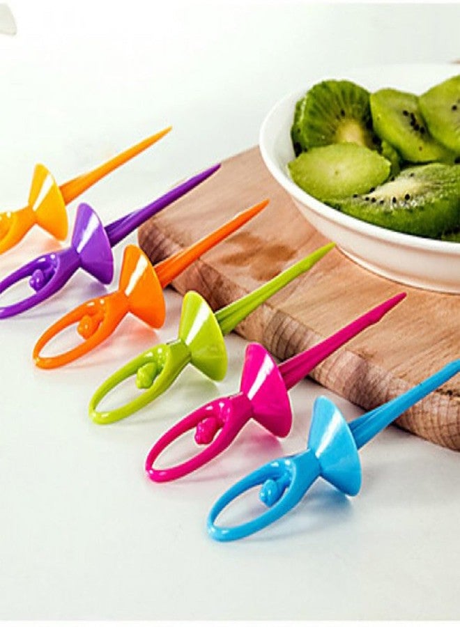 zingware Dancing Doll Fruit Fork Cutlery Set with Stand, Multicolor | Fun & Practical | Reusable & Easy to Use | Pack of 6 - Image 2