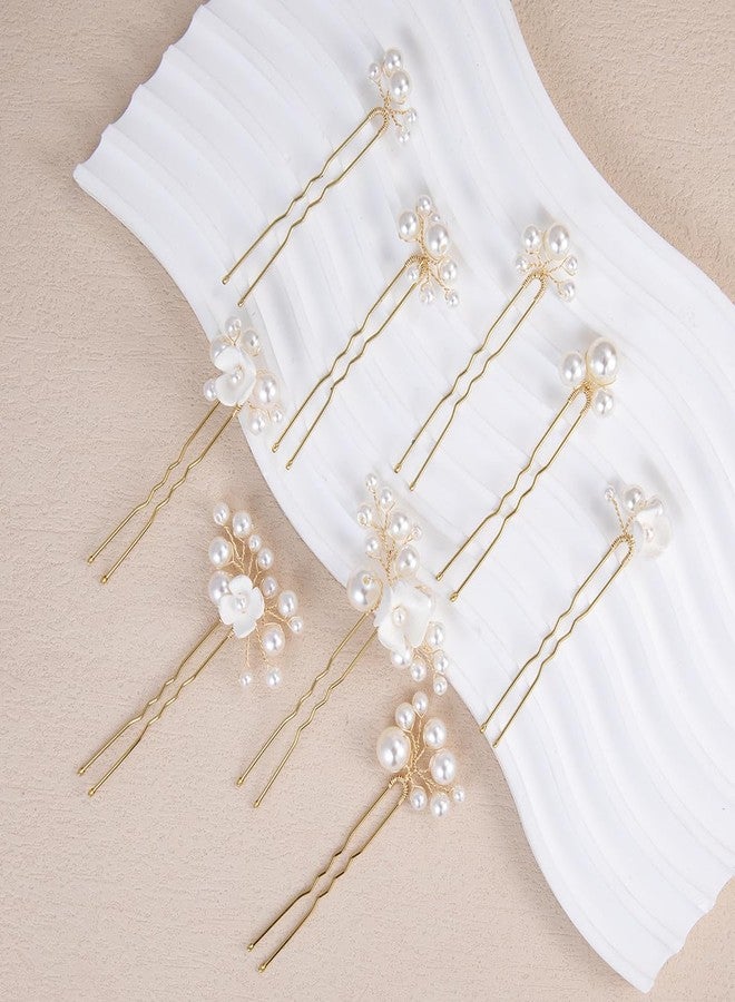 SELFCLOUD Handmade Bridal Wedding Hair Pins 9Pcs White Flower Pearl Bridal Hair Accessories for Women Brides and Bridesmaid - Image 2
