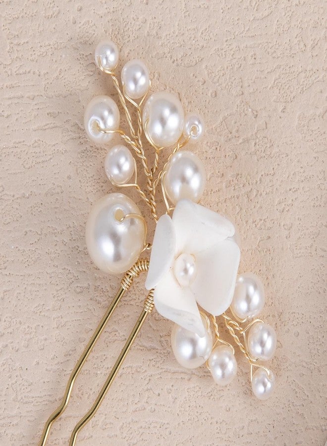 SELFCLOUD Handmade Bridal Wedding Hair Pins 9Pcs White Flower Pearl Bridal Hair Accessories for Women Brides and Bridesmaid - Image 4