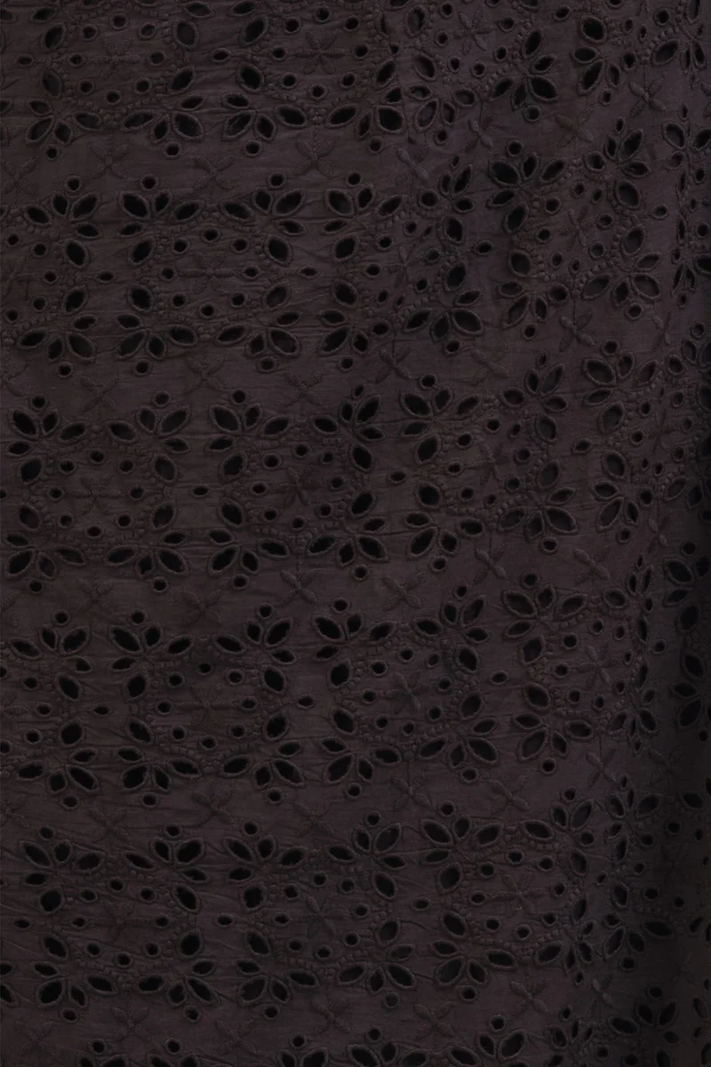 Virgio Black Embroidered Cotton Schiffli Midi Plus Size Skirt for Women for Women | Best Price UAE