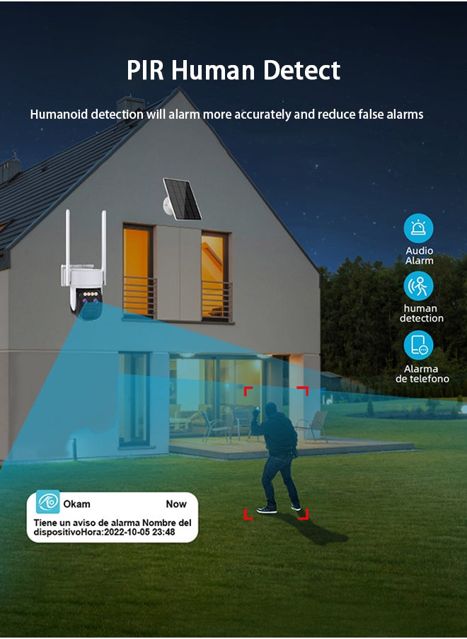 Generic - 8MP Solar Camera Dual Lens 10X PTZ Zoom Outdoor WiFi Security Camera 4K Solar Security Protection Two Way Talk Night Vision Cam (Included 128G CARD) - Image 1