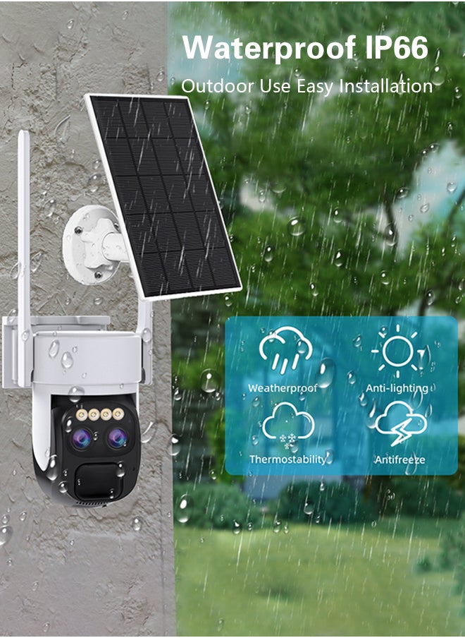 Generic - 8MP Solar Camera Dual Lens 10X PTZ Zoom Outdoor WiFi Security Camera 4K Solar Security Protection Two Way Talk Night Vision Cam (Included 128G CARD) - Image 1