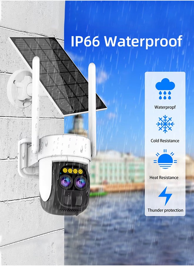 Generic - 8MP Solar Camera Dual Lens 10X PTZ Zoom Outdoor WiFi Security Camera 4K Solar Security Protection Two Way Talk Night Vision Cam (Included 128G CARD) - Image 1