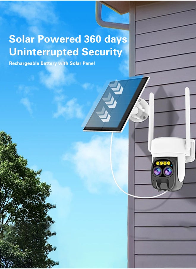 Generic - 8MP Solar Camera Dual Lens 10X PTZ Zoom Outdoor WiFi Security Camera 4K Solar Security Protection Two Way Talk Night Vision Cam (Included 128G CARD) - Image 1