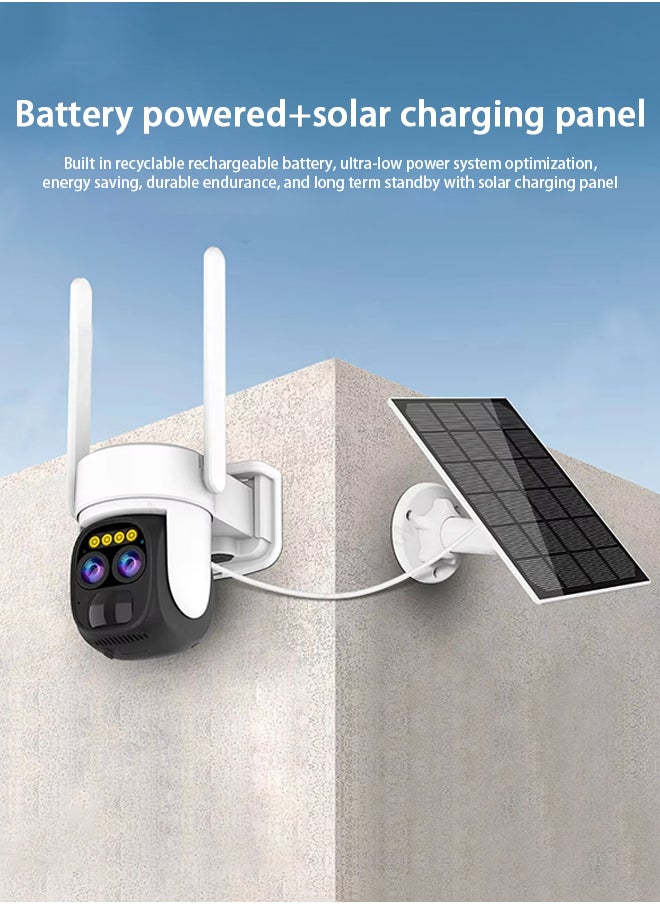 Generic - 8MP Solar Camera Dual Lens 10X PTZ Zoom Outdoor WiFi Security Camera 4K Solar Security Protection Two Way Talk Night Vision Cam (Included 128G CARD) - Image 1