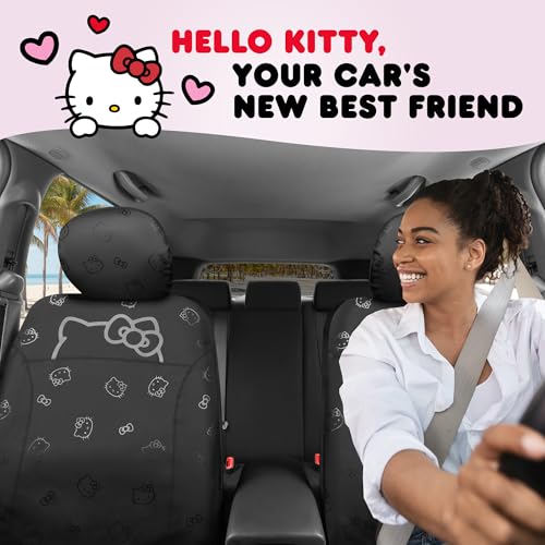 Carbella Hello Kitty Car Seat Covers Cute Front Seat Covers PU Leather Seat Covers for Cars SUV Van Trucks Hello Kitty Car Accessories 2pc Black - Image 3