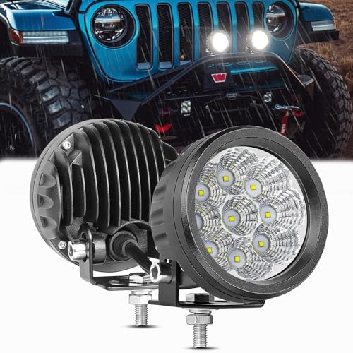 ACEC SHOP Round LED Pods 2PCS 54W 3.5 Inch Round Off Road Lights LED Pod Lights Flood Driving Light Bars Fog Lights Round Ditch Pods for Wrangler Pickup Truck Toyota SUV UTV ATV Boat - Image 1