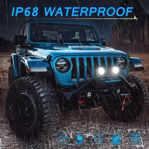 ACEC SHOP Round LED Pods 2PCS 54W 3.5 Inch Round Off Road Lights LED Pod Lights Flood Driving Light Bars Fog Lights Round Ditch Pods for Wrangler Pickup Truck Toyota SUV UTV ATV Boat - Image 3