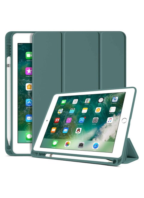 iPad 6th Generation Case, iPad 5th Generation with Pencil Holder, Premium Folio Folding Stand Smart Auto Wake/Sleep Protective Tablet Case for Apple iPad 9.7" 2018/2017,Midnight Green