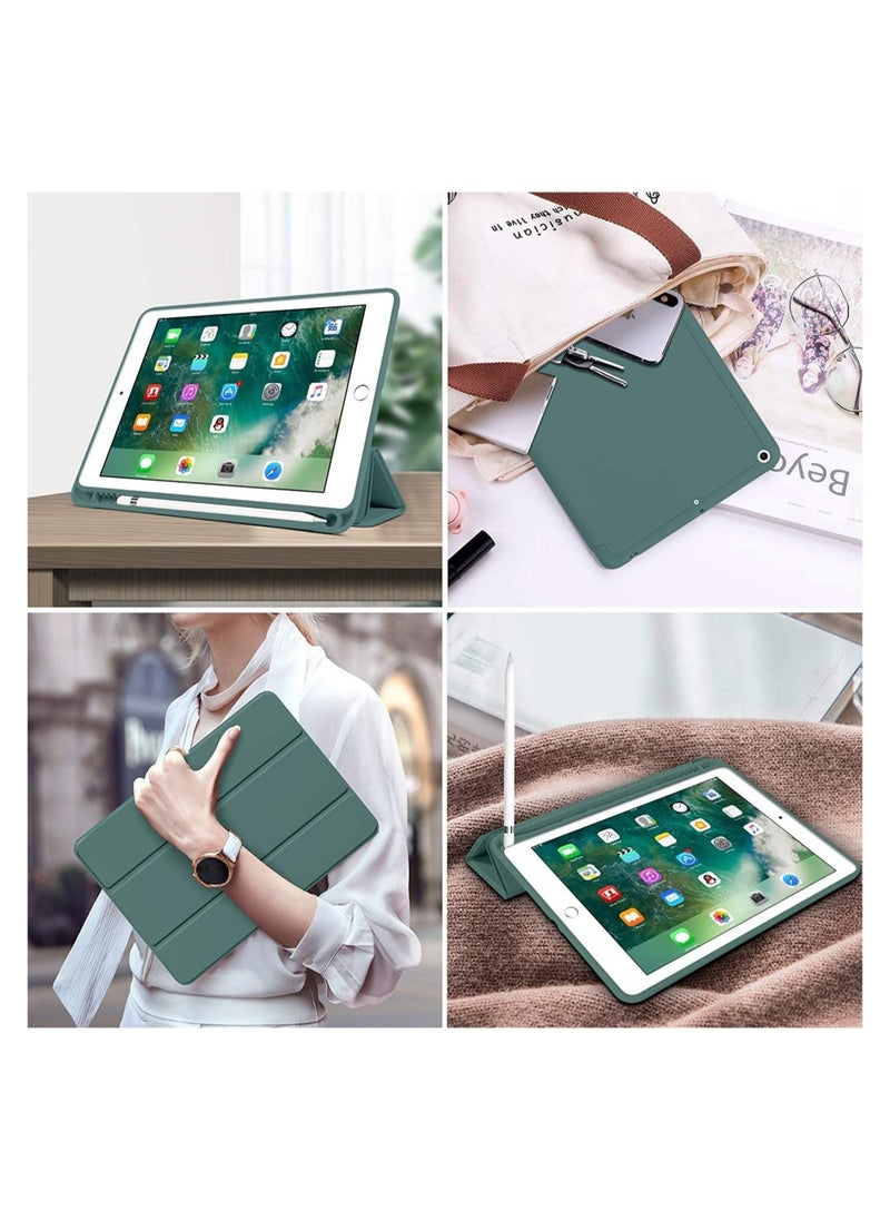 iPad 6th Generation Case, iPad 5th Generation with Pencil Holder, Premium Folio Folding Stand Smart Auto Wake/Sleep Protective Tablet Case for Apple iPad 9.7" 2018/2017,Midnight Green