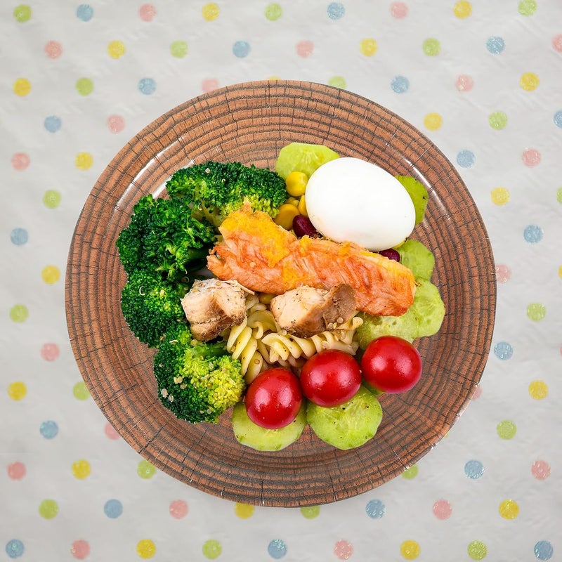 DOITOOL Wood Grain Party Paper Plates 9-inch 10pcs Disposable Dessert and Gathering Plates for Picnic, Festival, and Holiday Use - Image 5