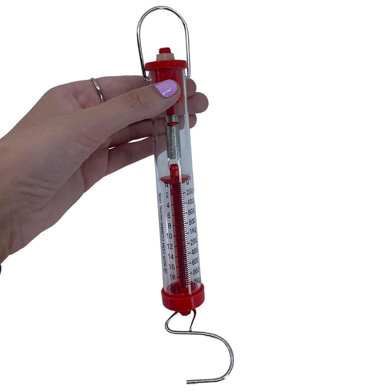 EISCO Labs Acrylic Tubular Spring Scale (Dynamometer) 20N/2kg Capacity - Pull Scale, Force Meter - Image 1