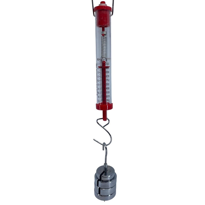 EISCO Labs Acrylic Tubular Spring Scale (Dynamometer) 20N/2kg Capacity - Pull Scale, Force Meter - Image 2