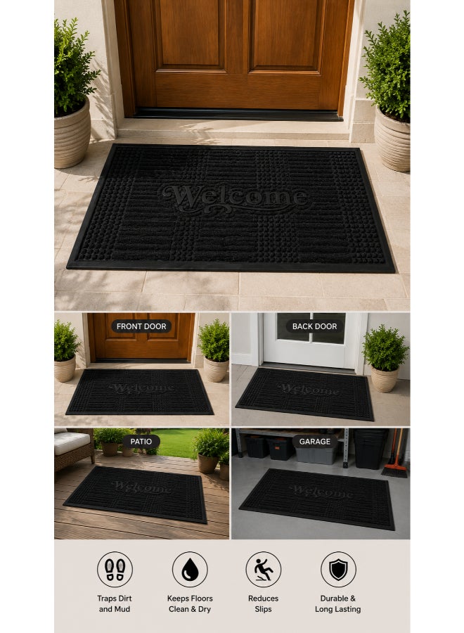 Home auraa Welcome Doormat Embossed  40x60cm | Non Slip Rubber Material | Indoor Outdoor Durable Entrance Doormats - Image 4