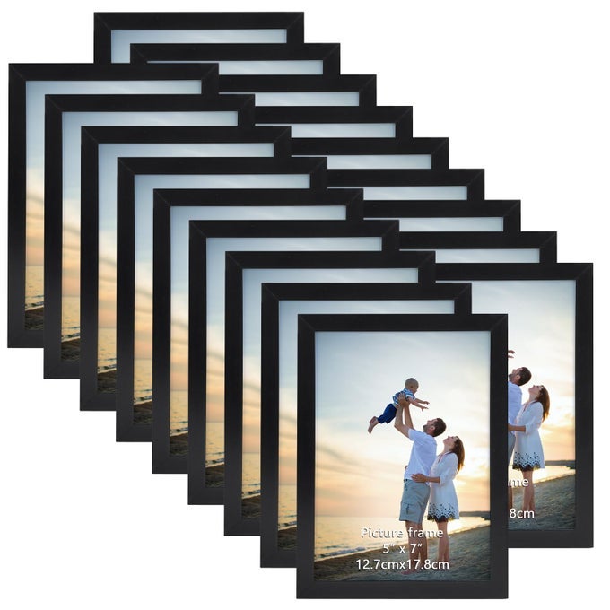 18PACK 7X5 PHOTO FRAME SLIM BLACK PICTURE FRAMES 7X5 ELEGANT DESIGN FOR WALL AND TABLE DECORATION