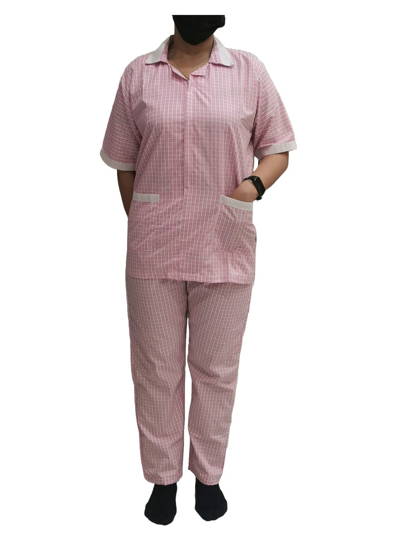 Rannah's Uniform Women's Housekeeper Uniform, Pink Housemaid Large Checkers Uniform Design, Summer Fabric, Light Fabric - Image 2
