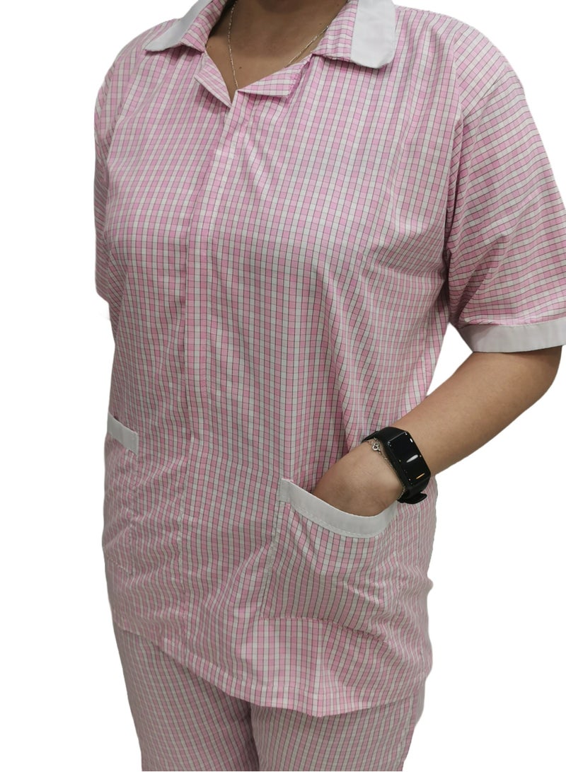 Rannah's Uniform Women's Housekeeper Uniform, Pink Housemaid Large Checkers Uniform Design, Summer Fabric, Light Fabric - Image 3