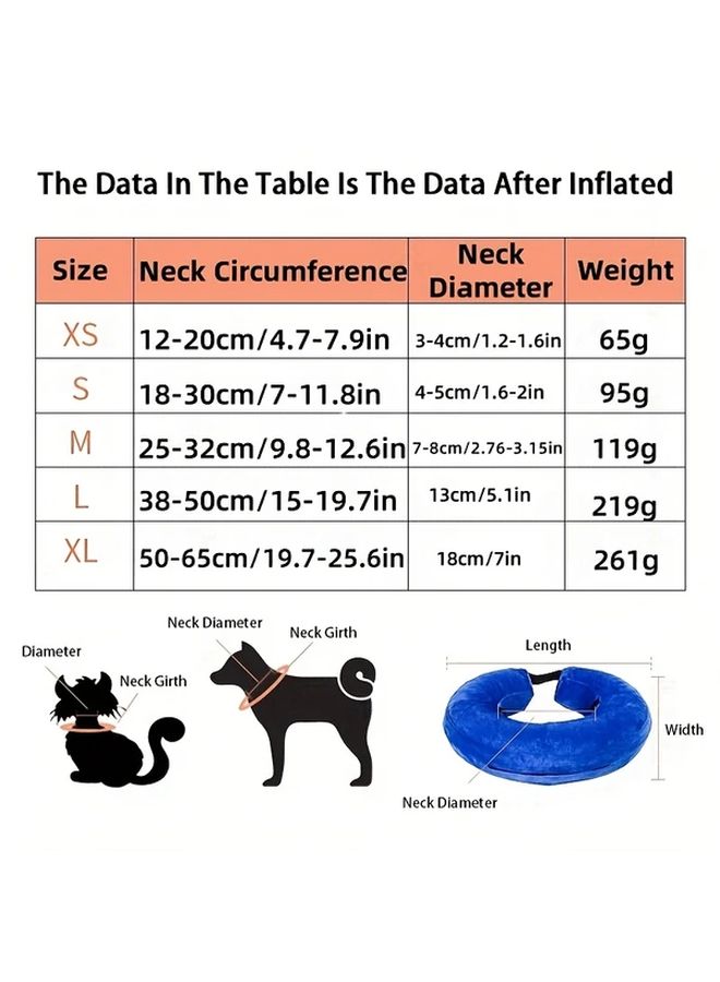 Blue Inflatable Dog Cone Collar Adjustable Pet Recovery Collar For Surgery Protection XS Size - Image 2