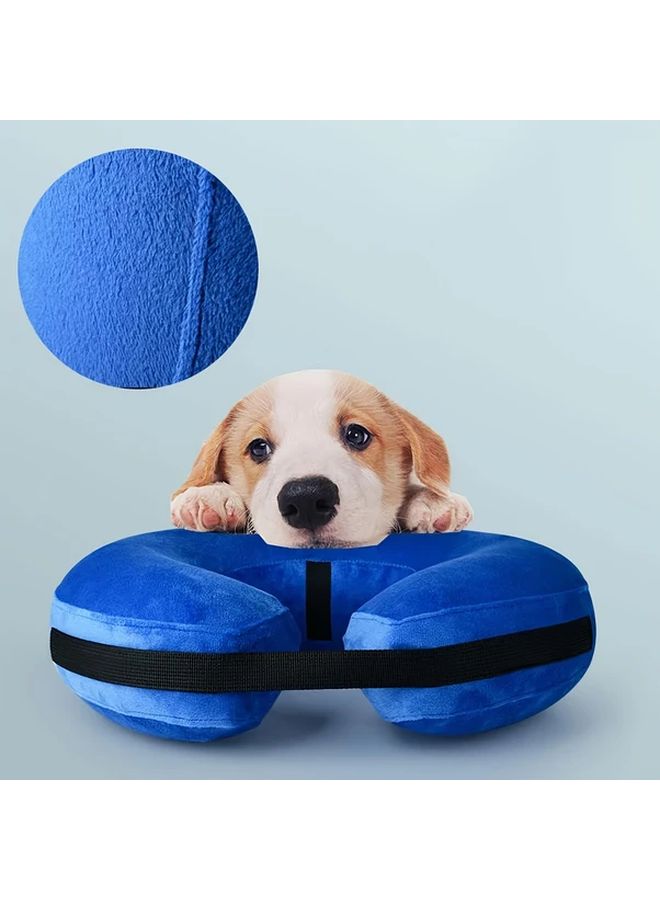 Blue Inflatable Dog Cone Collar Adjustable Pet Recovery Collar For Surgery Protection XS Size - Image 3