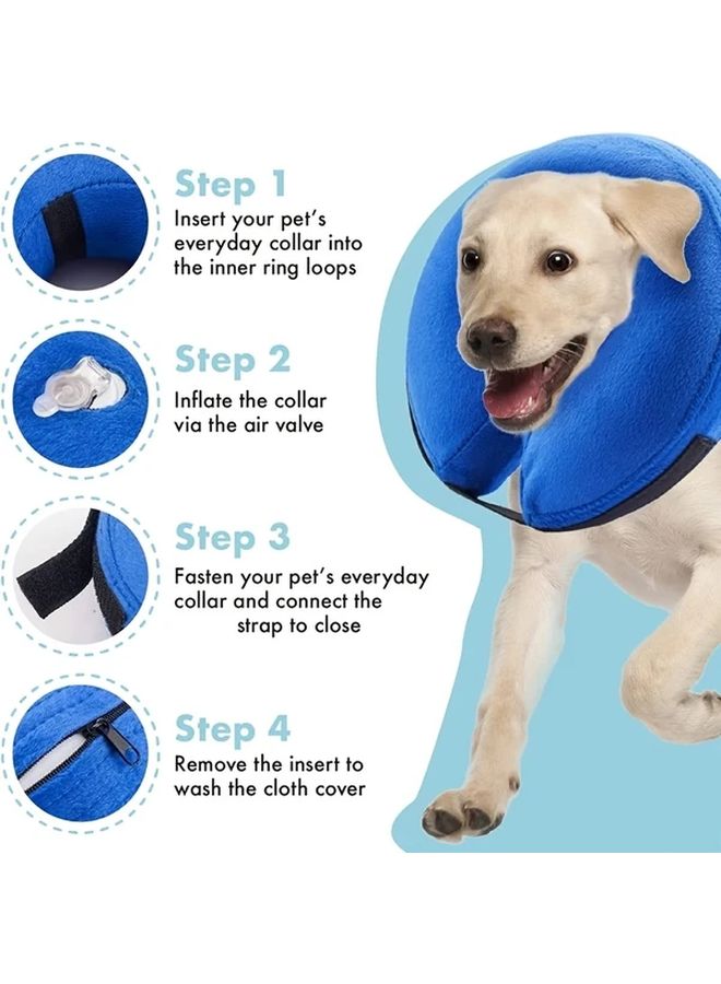 Blue Inflatable Dog Cone Collar Adjustable Pet Recovery Collar For Surgery Protection XS Size - Image 4