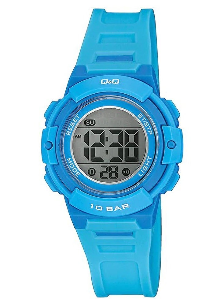 Q&Q Q&Q Watch for Women, Quartz Movement, Digital Display, Blue Resin Strap-M185J001Y 