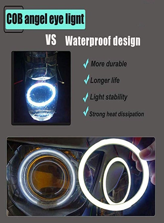 YSY 1 Pair Ice Blue 120MM 93SMD COB LED Angel Eyes with Shell Car Headlamp Bulbs Halo Ring Lights DRL Decoration DC 12V 24V (120mm, Ice blue) - Image 3
