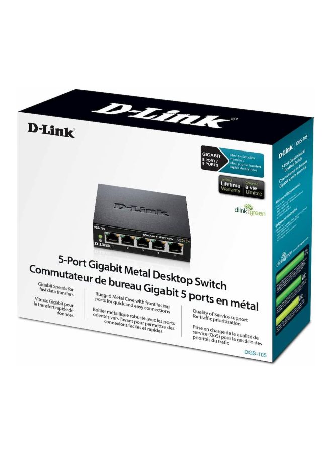 D-Link DGS-105 5-Port Gigabit Unmanaged Desktop Switch Black - Image 4