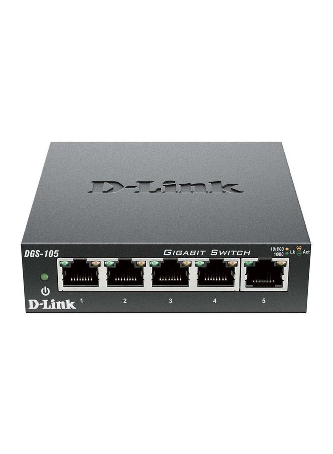 D-Link DGS-105 5-Port Gigabit Unmanaged Desktop Switch Black - Image 1