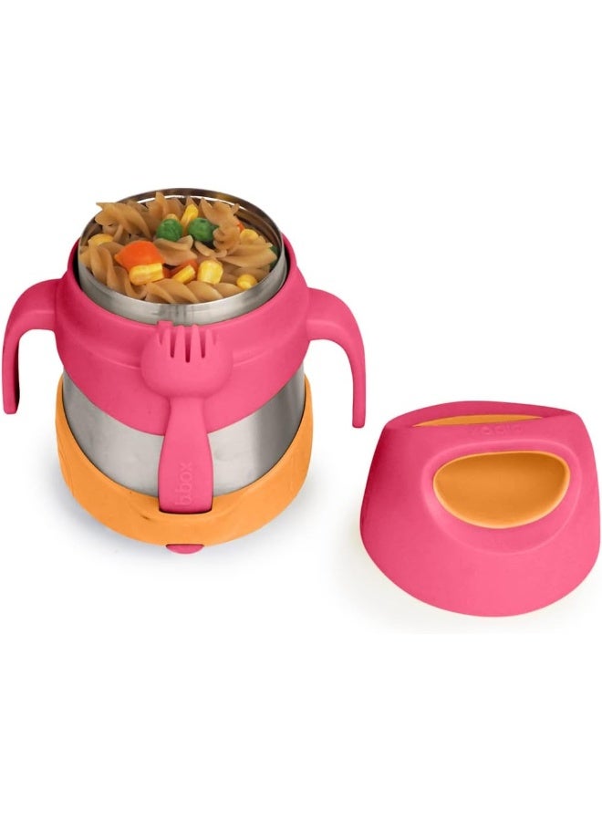 b.box Insulated Food Jar, Insulated Double Wall Stainless Steel Food Container with Spoon for Kids, Keeps Food Cold up to 7 hrs and Warm up to 5 hrs, 11oz, Strawberry Shake/Pink - Image 1