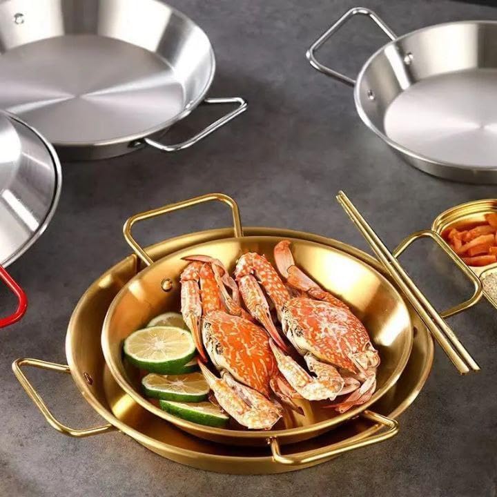 Gold-plated stainless steel serving bowl with double handles, modern hotel-style serving set for hot and cold dishes, luxurious 18-inch gold bowl - Image 5