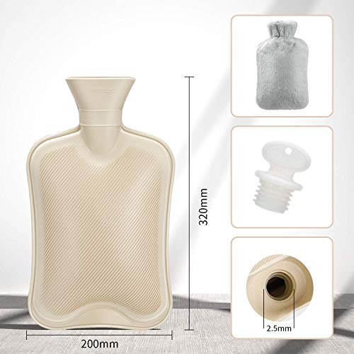 Fythao Hot Water Bottle with Soft Cover 2 Liter Classic Rubber Hot Water Bagfor Cramps Neck Shoulders Pain Relief Hot Cold Pack for Hot and Cold Therapy and Feet Warmer Great Gift for Women and Girls - Image 5