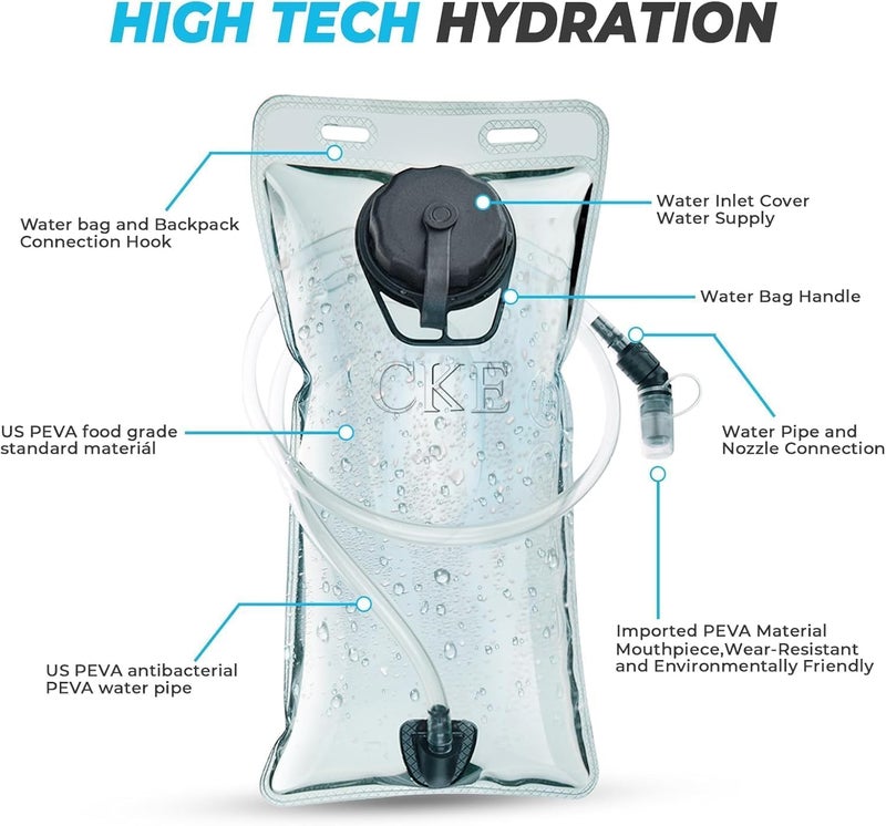CKE Hydration Backpack Hydration Pack Water Backpack with 2L(70-Ounce) Hydration Bladder for Men Women Kids for Running Hiking Biking Climbing - Image 3