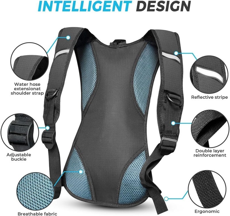 CKE Hydration Backpack Hydration Pack Water Backpack with 2L(70-Ounce) Hydration Bladder for Men Women Kids for Running Hiking Biking Climbing - Image 2